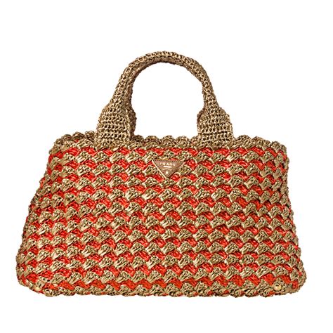 prada raffia bag orange